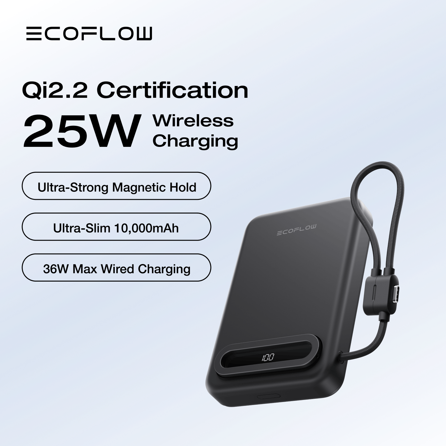 EcoFlow RAPID Mag Qi2.2 Magnetic Power Bank (10.000mAh. 25W. Built-in USB-C Cable) - Image 3